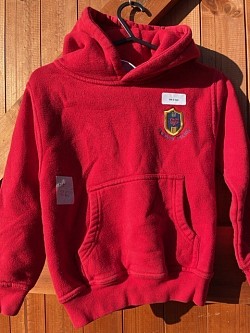 SOLD AS - Item Name: B4-5 016 Description: Red School Logo Hoodie Condition: Good Size: 26” Price: £2.50
