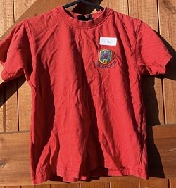 Item Name: B4-5 017 Description: Red PE T-shirt Condition: Good  Size: Aged 5-6 Price: 50p