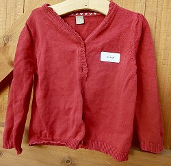 Item Name: G4-5 024 Description: Red Cardigan Condition: Good Size: Aged 3 Price: £1.50