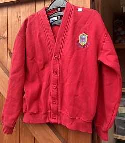 SOLD AP Item Name: G9-10 012 Description: Red School Cardigan Condition: Good Size: Aged 30” Price: £2.50